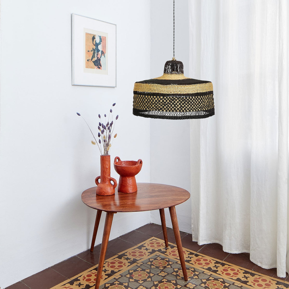 Woven Lamp Checkers Medium (Midnight) D.45 x H.25cm GOLDEN Editions