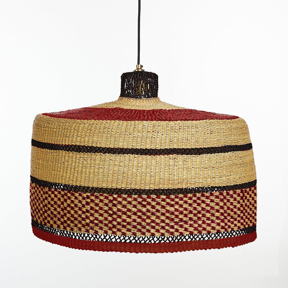 Checkers Large Pendant Lamp | Handwoven Straw Lighting by Golden ...