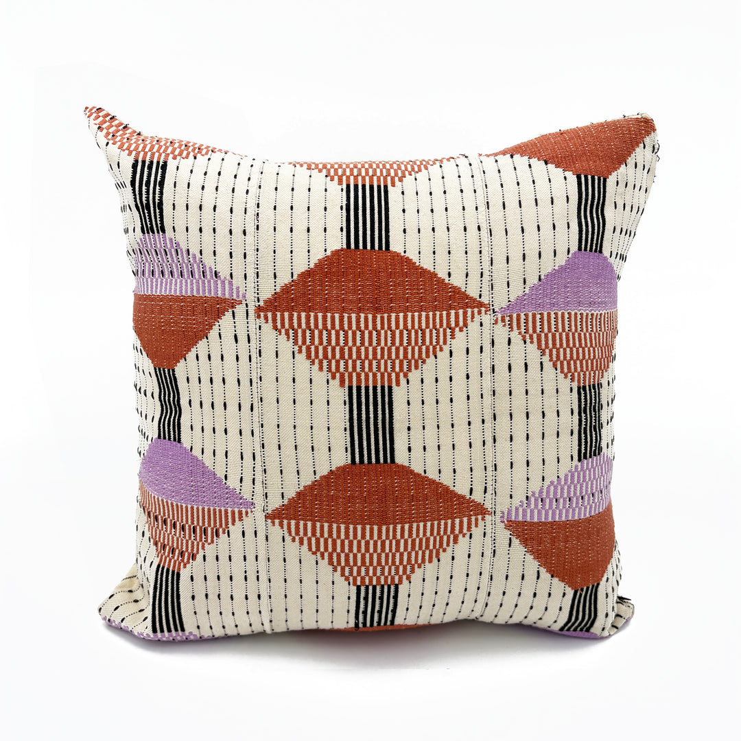 Coussin Décoratif En Soie Naturelle XENIA - Brodé Main - Beige/Multicolore - 30x50 Cm